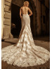 Halter Neck Ivory Lace Tulle Wedding Dress With Detachable Sleeve